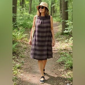Fat Face Espresso/Taupe Striped Dress